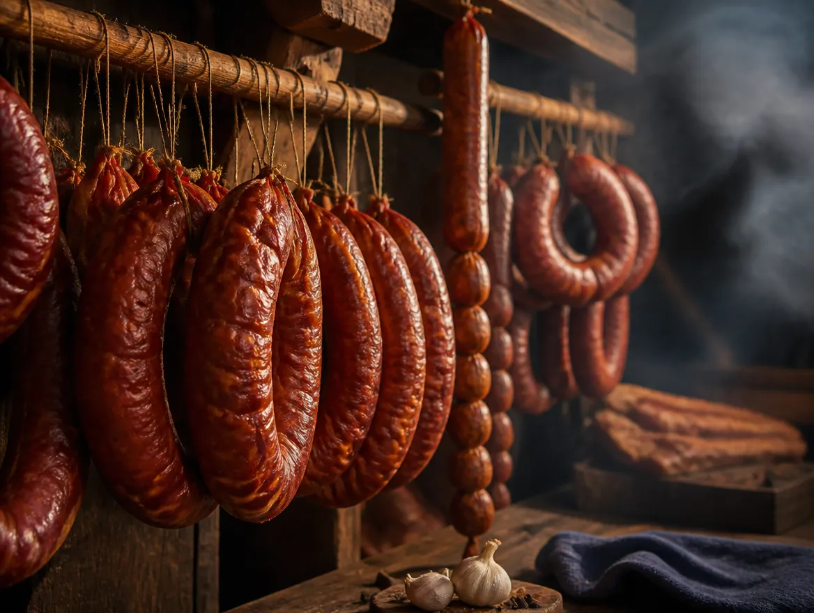Smoked Sausage — Garlic coils, Mennonite farmer, Ukrainian rings